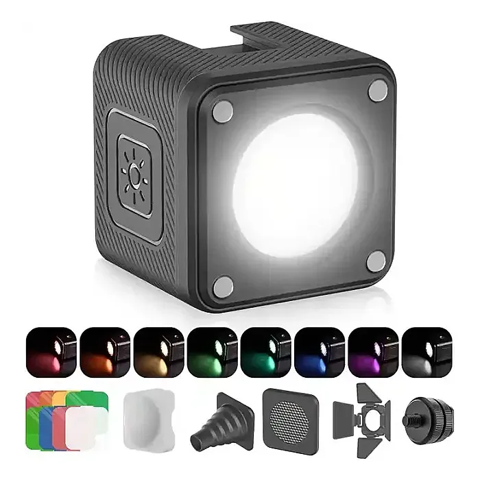 ULANZI LED Video Light Waterproof IP68 Camera Lighting Kit Mini Cube with 8 Color Gel Filters